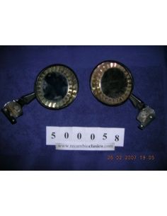 Espejo exterior redondo cromado antivaho tipo turbina. Anclaje por tornillo