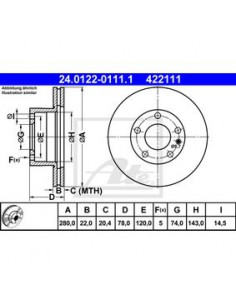 Comprar Disco de freno BMW E12 518  528  528i delantero, ATE