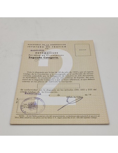 Antiguo permiso de circulación para Seat