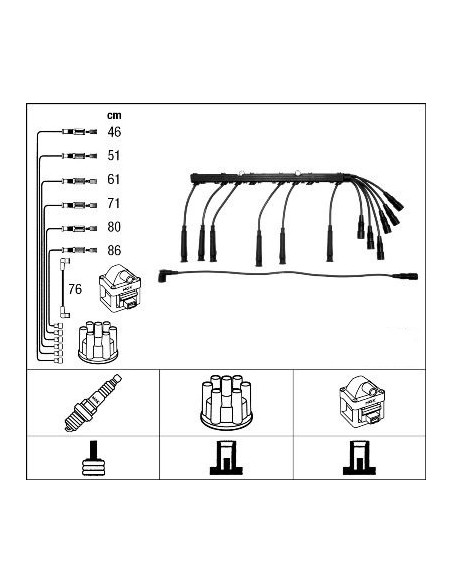 Juego cables encendido BMW E30 M20, BMW E28 M20, BMW E23 M30 12121705714 12121710631