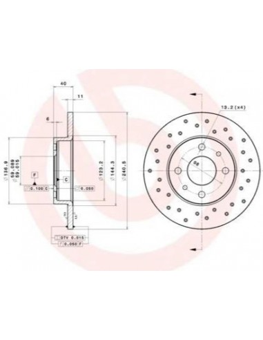 Discos freno SEAT 600 SEAT 850 SEAT 127 SEAT 133 perforados Brembo