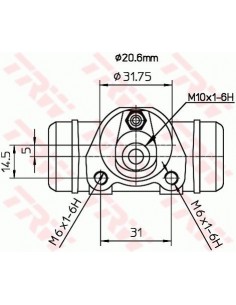 Bombín cilindro de freno trasero Citroen Visa, Citroen LNA, Peugeot 104 2
