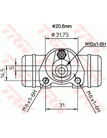 Bombín cilindro de freno trasero Citroen Visa, Citroen LNA, Peugeot 104