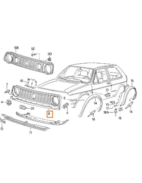 Marco panel radiador Volkswagen Golf II Mk2 191853661