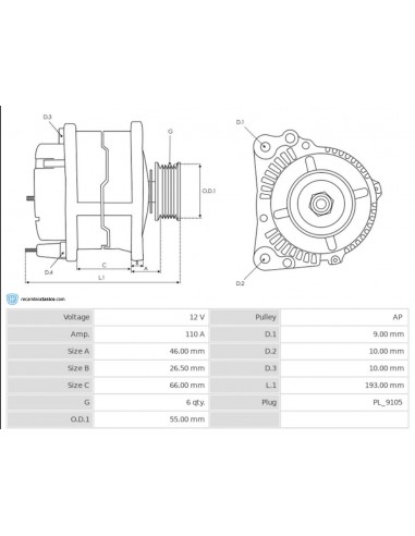 Alternador Renault Clio 16V 7700855154 7701499605 0986041441