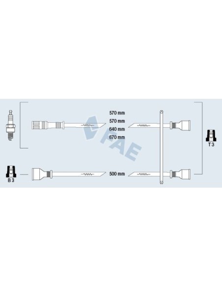 Juego cables bujía SEAT 133, SEAT 850