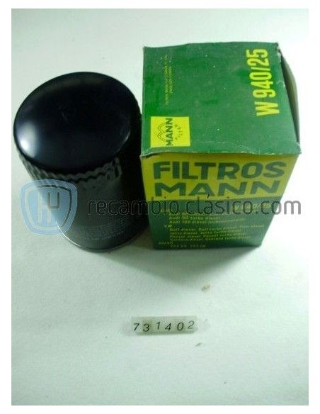 Filtro de aceite Volkswagen, Audi 1600 diesel, Audi 2300 diesel W940 / 25