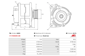 Alternador 12V 90A Renault 21 Fase I Renault 21 Fase II 7700730365
