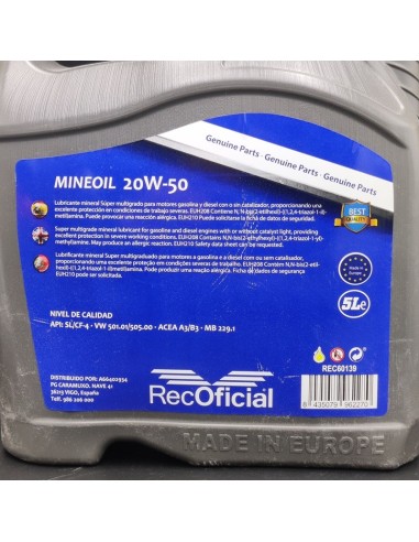 Aceite multigrado RecOficial 20W-50