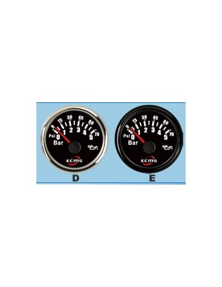 Reloj presión aceite sensor de presión 5 bar ECMS con bisel negro
